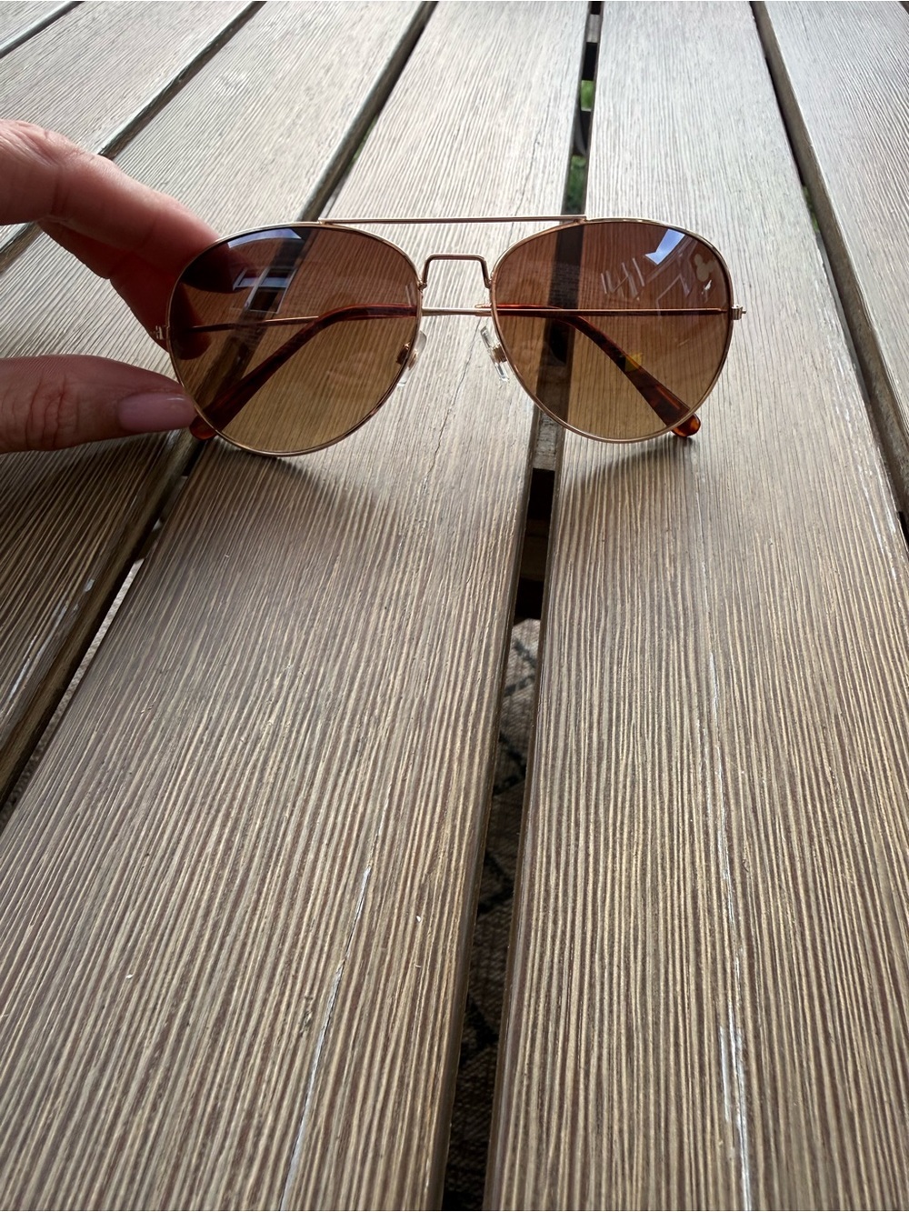 Disney Mickey Mouse Aviator Sunglasses Gold Brown Tinted Lenses